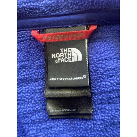 The North Face Fleece Jacket Womens Large Cobalt Zipper Hood Pockets - Picture 13 of 15